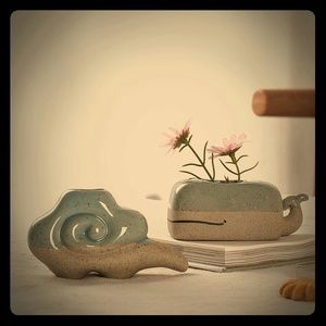 Hand Made Cute Whale and Auspicious Clouds Design